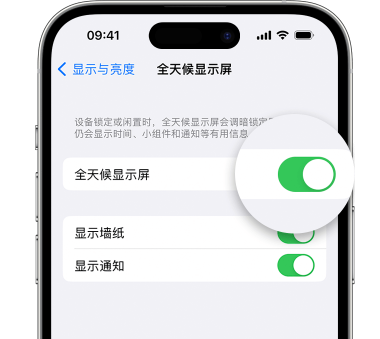 太仓苹果15预约维修分享iPhone15如何设置全天候显示屏幕可见 
